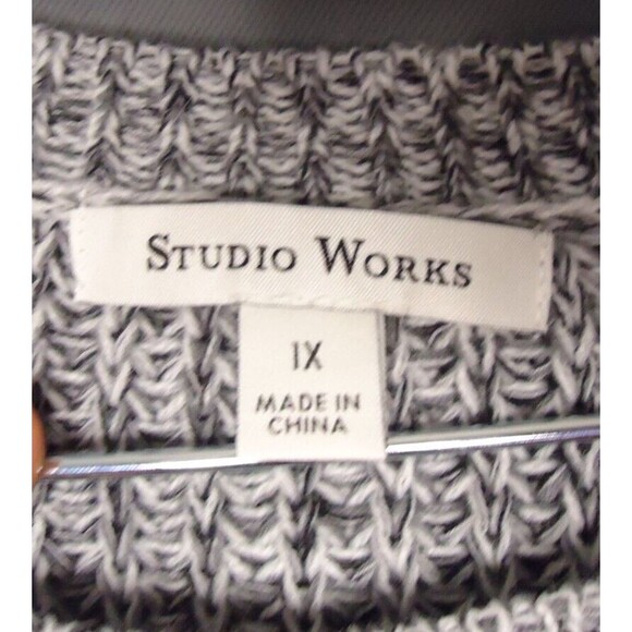 Studio Works Knit Long Sleeve Sweater Color Grey/Black Marbling Womens Size 1X - Picture 4 of 11